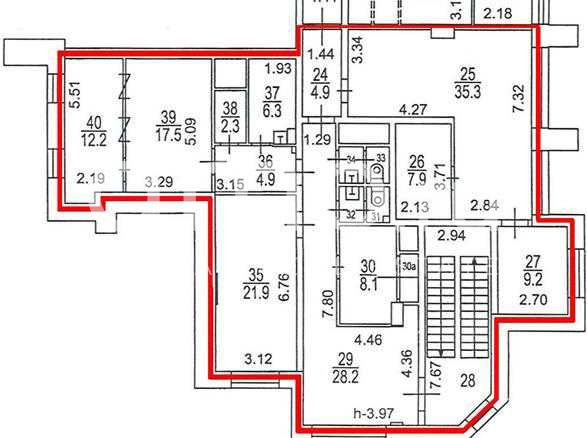 Планировка офиса 213 м², 1 этаж, Жилое здание «Наука»